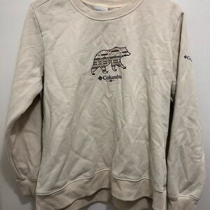 Columbia Beige Crewneck Sweater with Bear Design
